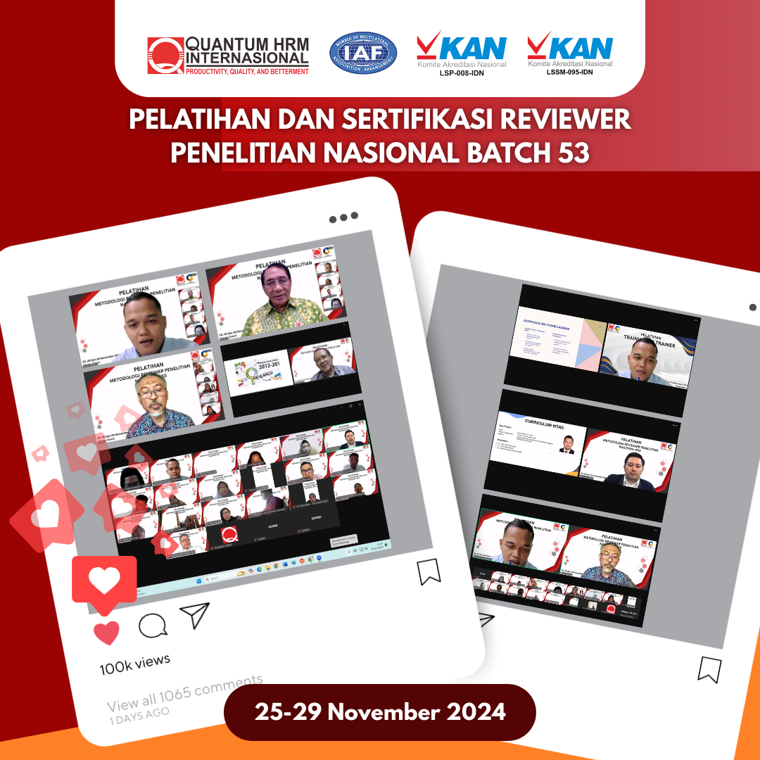 Pelatihan dan Sertifikasi Reviewer Penelitian Nasional Batch 53