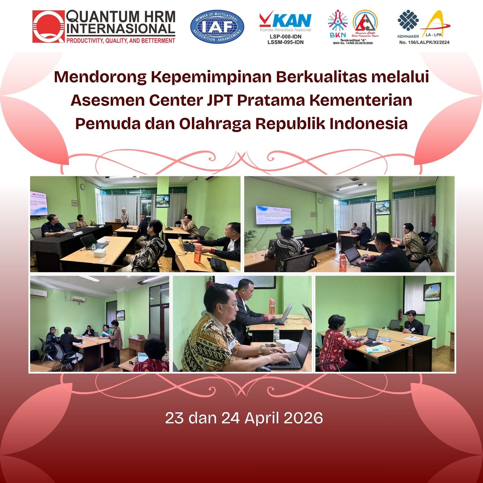 Mendorong Kepemimpinan Berkualitas melalui Asesmen Center JPT Pratama Kementerian Pemuda dan Olahraga Republik Indonesia