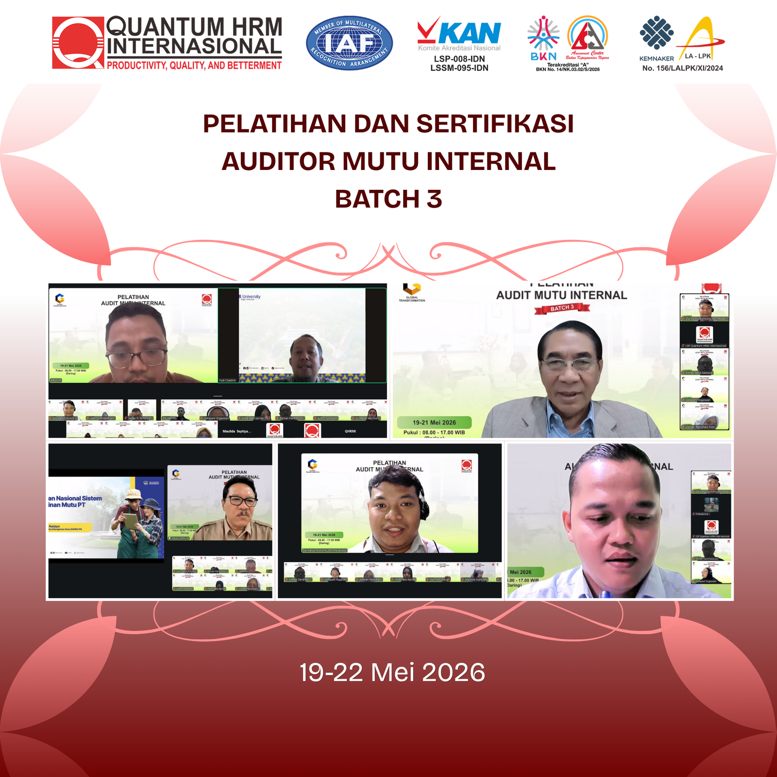 Pelatihan dan Sertifikasi Auditor Mutu Internal Batch 3 Perkuat Budaya Mutu Perguruan Tinggi