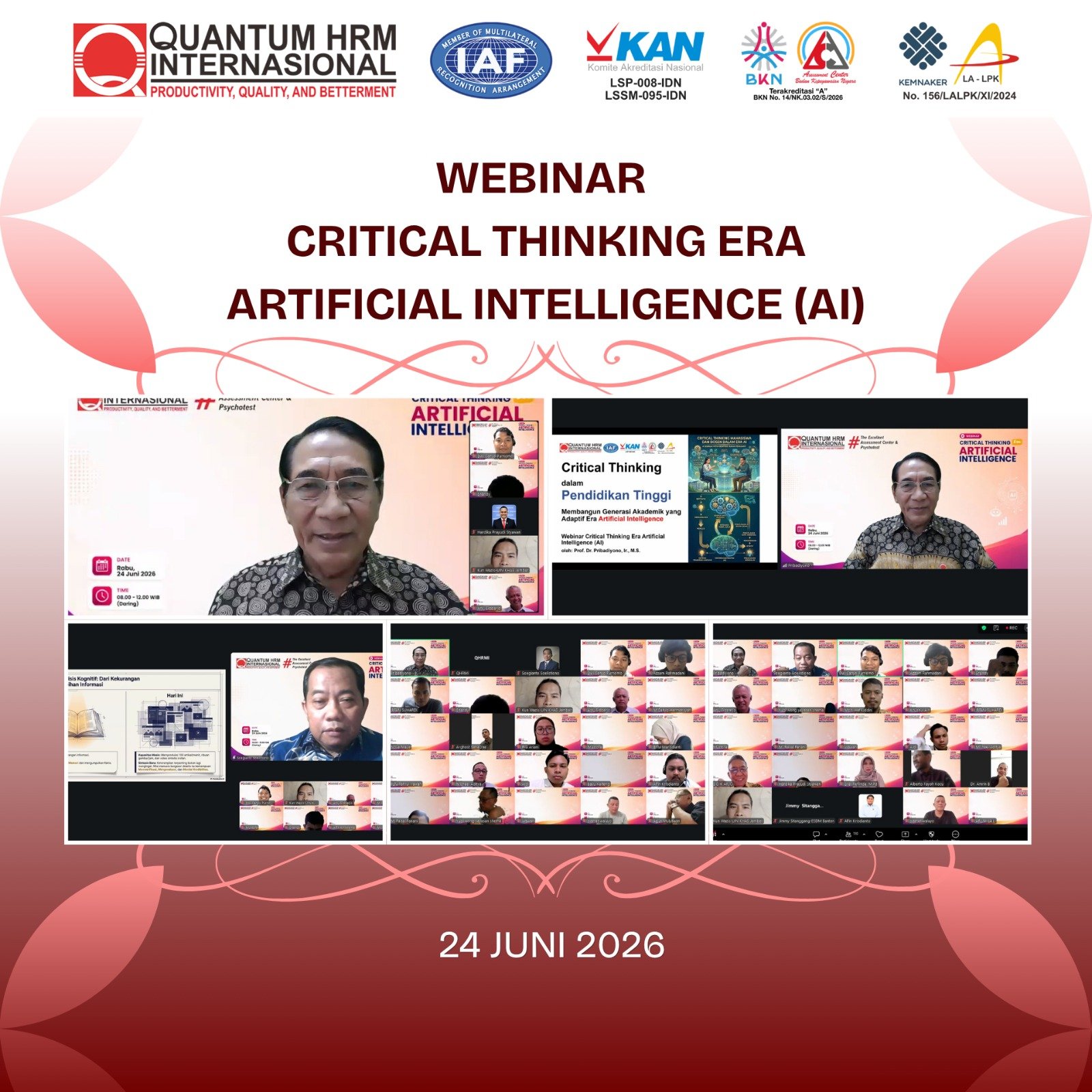 Quantum HRM Internasional Gelar Webinar Critical Thinking Era Artificial Intelligence, Dorong Generasi Akademik Adaptif Menghadapi Transformasi Digital