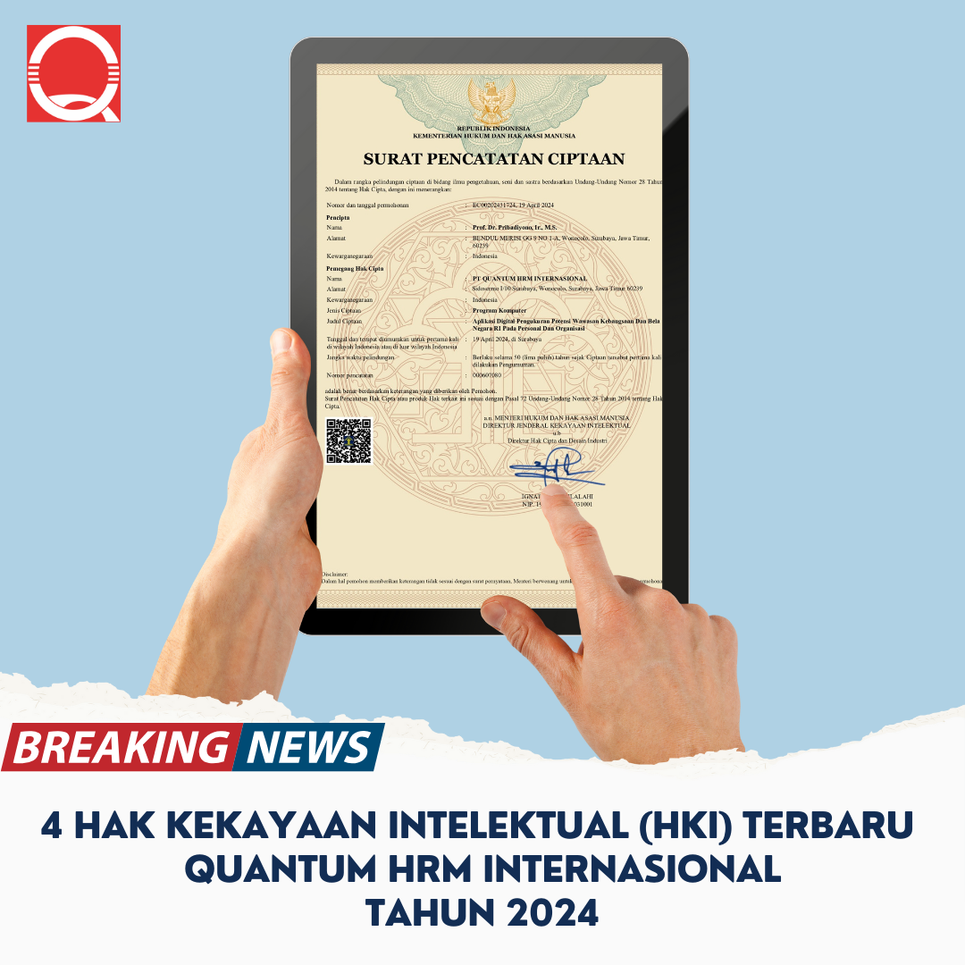 BREAKING NEWS!!! Quantum HRM Internasional Telah mendaftarkan 4 Hak Ciptanya ke DJKI ( Direktorat Jendral Kekayaan Intelektual)