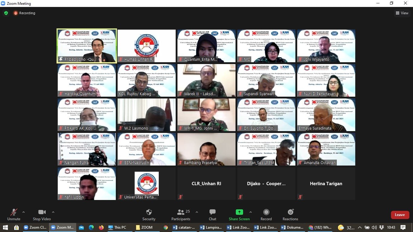 Penandatanganan Nota Kesepahaman dan Perjanjian Kerjasama antara PT Quantum HRM Internasional dan Universitas Pertahanan RI