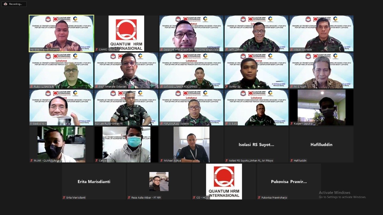 Lokakarya dan Sertifikasi Training of Trainer Standardisasi SNI ISO/IEC 17024:2012