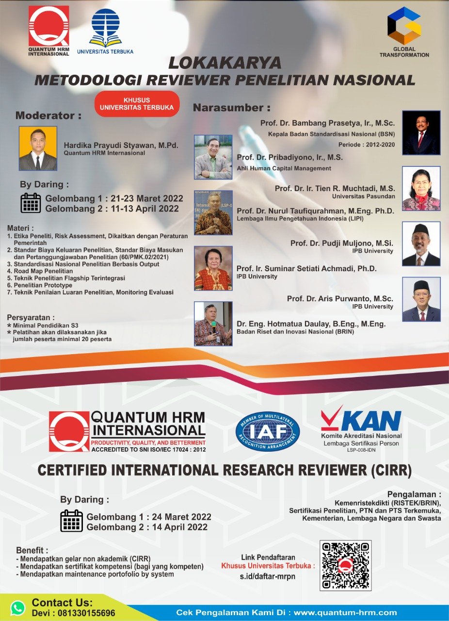 Lokakarya dan Sertifikasi Metodologi Reviewer Penelitian Nasional