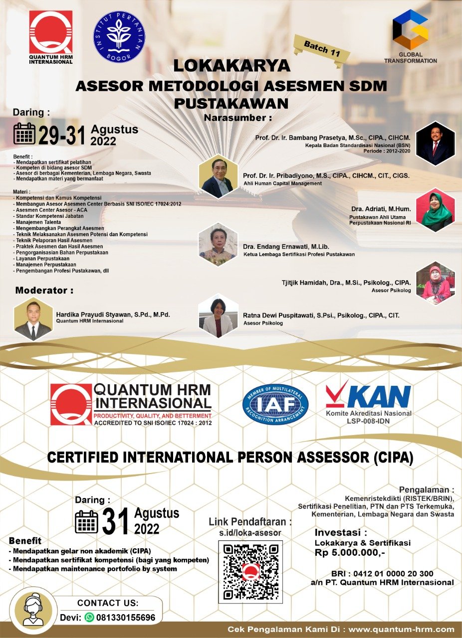 Lokakarya dan Sertifikasi Asesor Metodologi Asesmen SDM Pustakawan