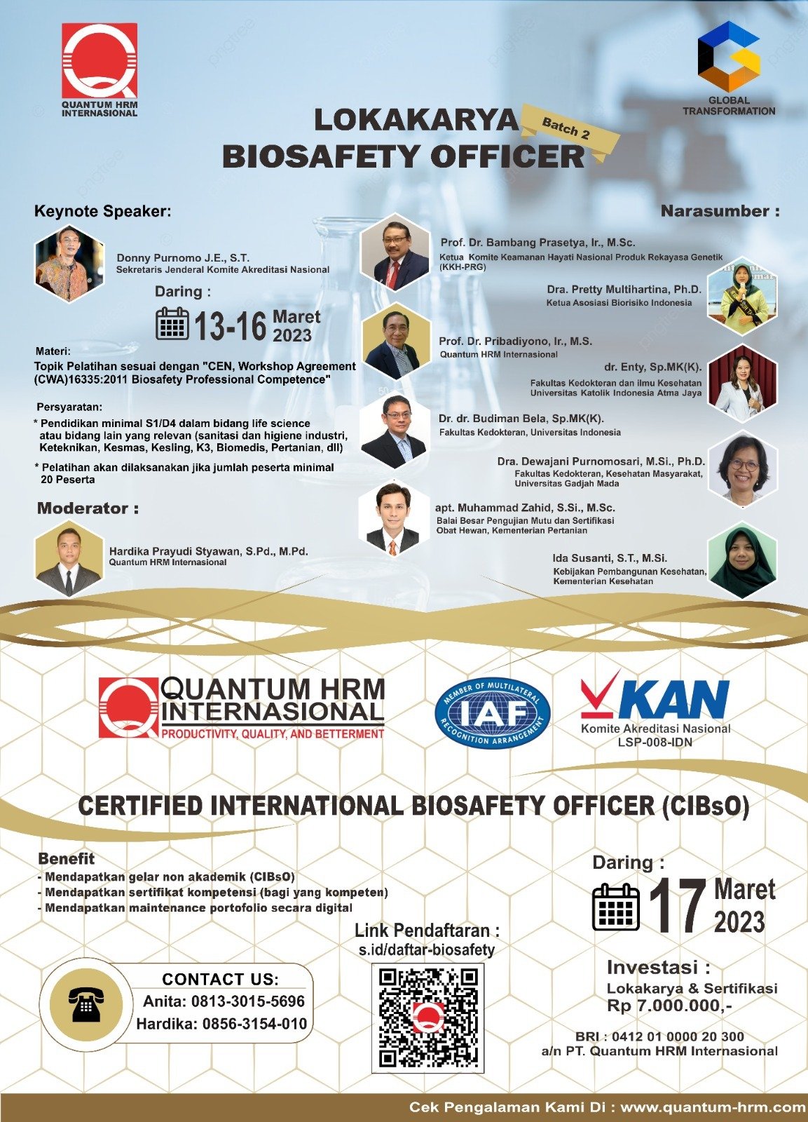 Lokakarya dan Sertifikasi Biosafety Officer