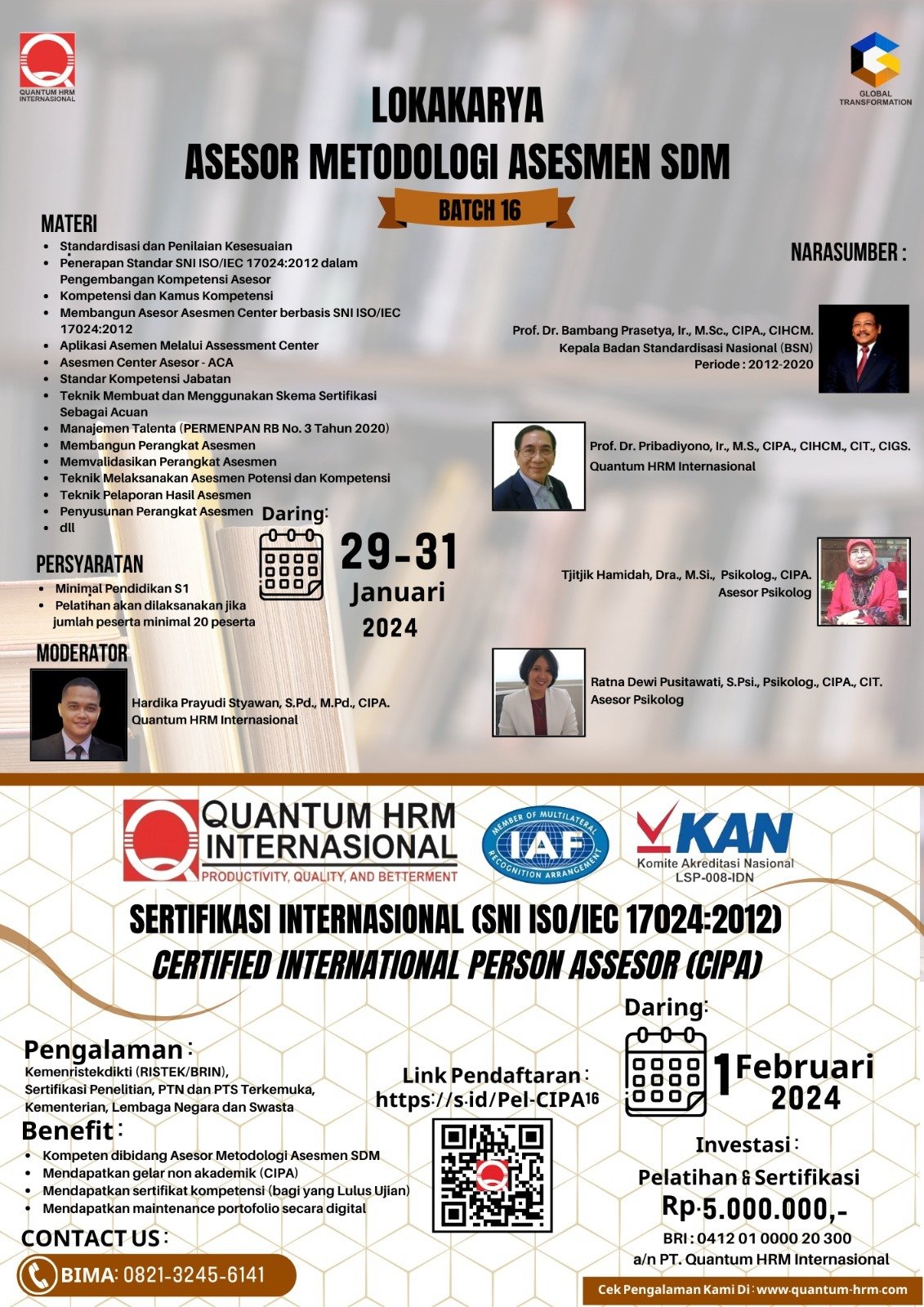 Pelatihan dan Sertifikasi Asesor Metodologi Asesmen SDM Batch 16